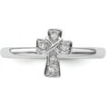 thumbnail image 4 of Avariah Diamonds Solid Sterling Silver Stackable Expressions Rhodium White Topaz Cross Ring - Ring Size 5.0, 4 of 8