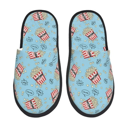 Balery I Am A Fan Popcorn Slient Indoor Furry Fleece Comfort House Shoes Soft Non-Slip Home Shoes Cotton slippers House Slippers-- Medium