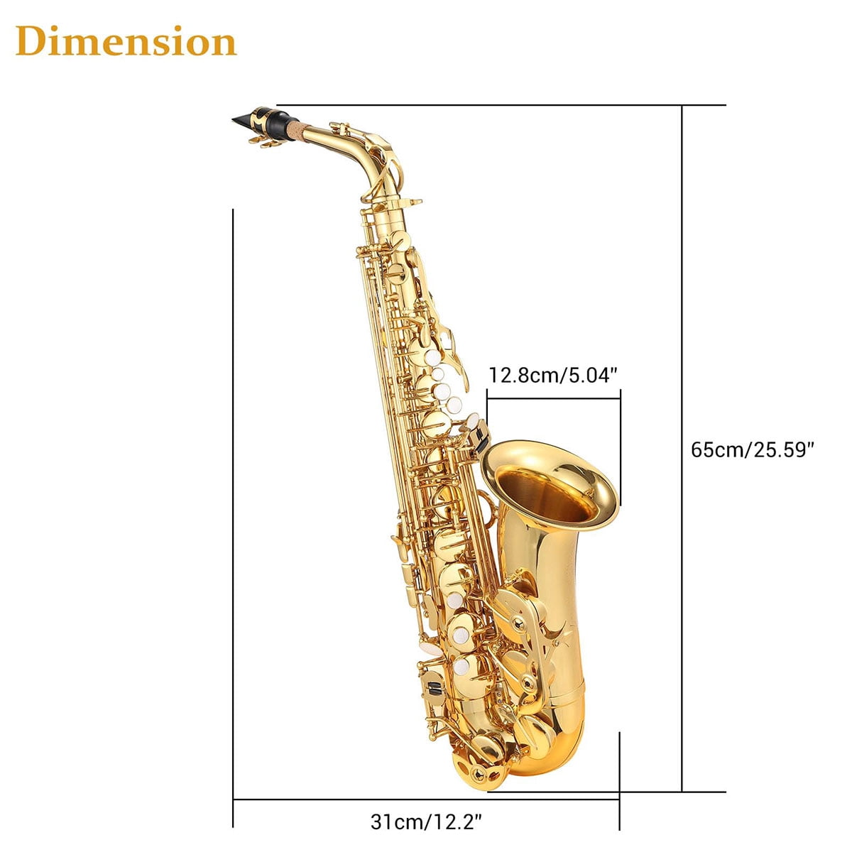 Ataucjin Beginner Eb Saxophone Flat Alto Saxophone, Eb Alto Saxophone, AS-100 Alto Saxophone With Mouthpiece, Reeds, Stand, Case, Cleaning Cloth, Gloves and Brush, Gold Alto for Student Musicians