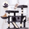thumbnail image 5 of Cat Tree Cat Tower 70.1 in, Multi Level Cat Scratching Post with Condos, Ladders, Basket, Hammock & Plush Perches for Kittens, Large Cats, Smoky Gray, 5 of 8