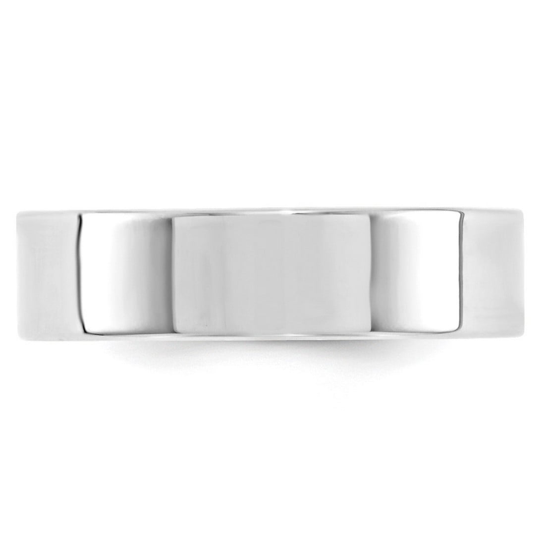 14k White Gold Solid Polished 6mm Standard Flat Comfort-Fit Band Size 10 Ring Ring for Women and Men