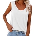 thumbnail image 2 of Womens Tank Tops Summer Fashion Solid Color Round Neck Casual T Shirts Loose Flowy Sleeveless Blouses Beach Vacation Outfits, 2 of 6