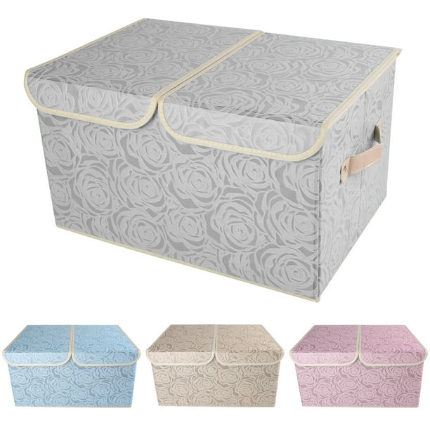 Collapsible Storage Bins with Lids Fabric Decorative Storage Boxes