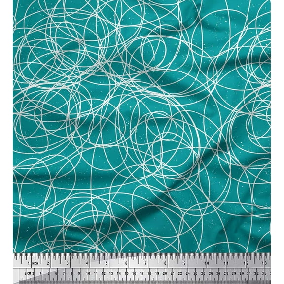 Soimoi Blue polyester Crepe Fabric Thread Art & Craft Decor Fabric Printed Yard 42 Inch Wide