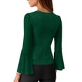 thumbnail image 4 of Olyvenn Womens Ruffle 3/4 Sleeve Tops Lightweight Sparkly Elegant Dressy Blouses Sexy Double Layers Cute Mesh Tunic Shirts Army Green L, 4 of 7