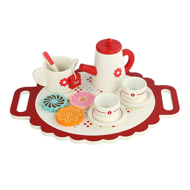 Wooden Cake Stand and Cakes Toy Wooden Toys Cake for Birthday Party Tea