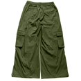 thumbnail image 5 of ManxiVoo Women's Elastic Waist Cargo Pants Lightweight Loose Wide Leg Jogger Trousers with Multi Side Pockets Casual Utility Bottoms for Outdoor Daily Active Wear, 5 of 5