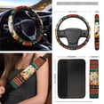 thumbnail image 3 of Jeiento Highland Cow 12 Pcs Front Car Seat Cover Set with Bucket Seat Cover Aztec Steering Wheel Cover Flower Seat Belt Pad Armrest Pad Coaster Trash Bag Air Vent Bag Rearview Mirror Cover Keychain, 3 of 9