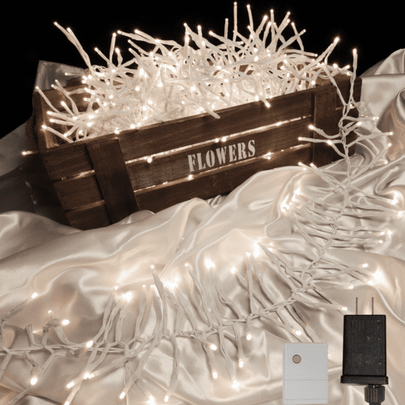 750 LED String Lights Cluster Lights - 41ft White White Wire Outdoor Waterproof Lights, Plug in Indoor String Lights with 8 Modes & Timer Memory for Xmas, Christmas Tree
