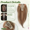 thumbnail image 3 of Brown Highlight Layered Hair Toppers - Clip in Synthetic Hair Topper for Women with Thin Hair, Swiss Base, Daily Use, High Temperature, 3 of 14