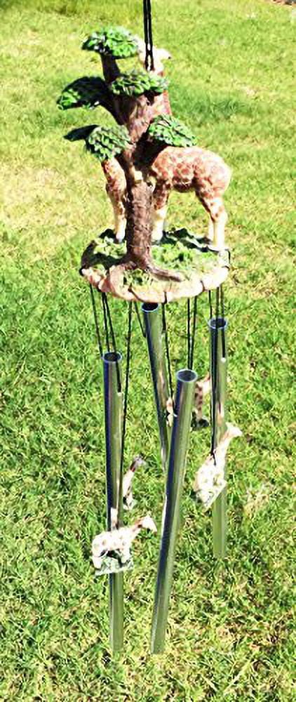 Safari Giraffe Mother And Calf By The Trees Resonant Relaxing Wind Chime Patio