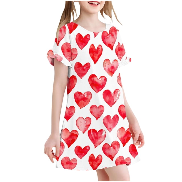 RXIRUCGD 2025 Vêtements d'Été pour Enfants 3-12 Ans Mode Imprimée Pyjama Rêveur Mi-Mollet Chemise de Nuit