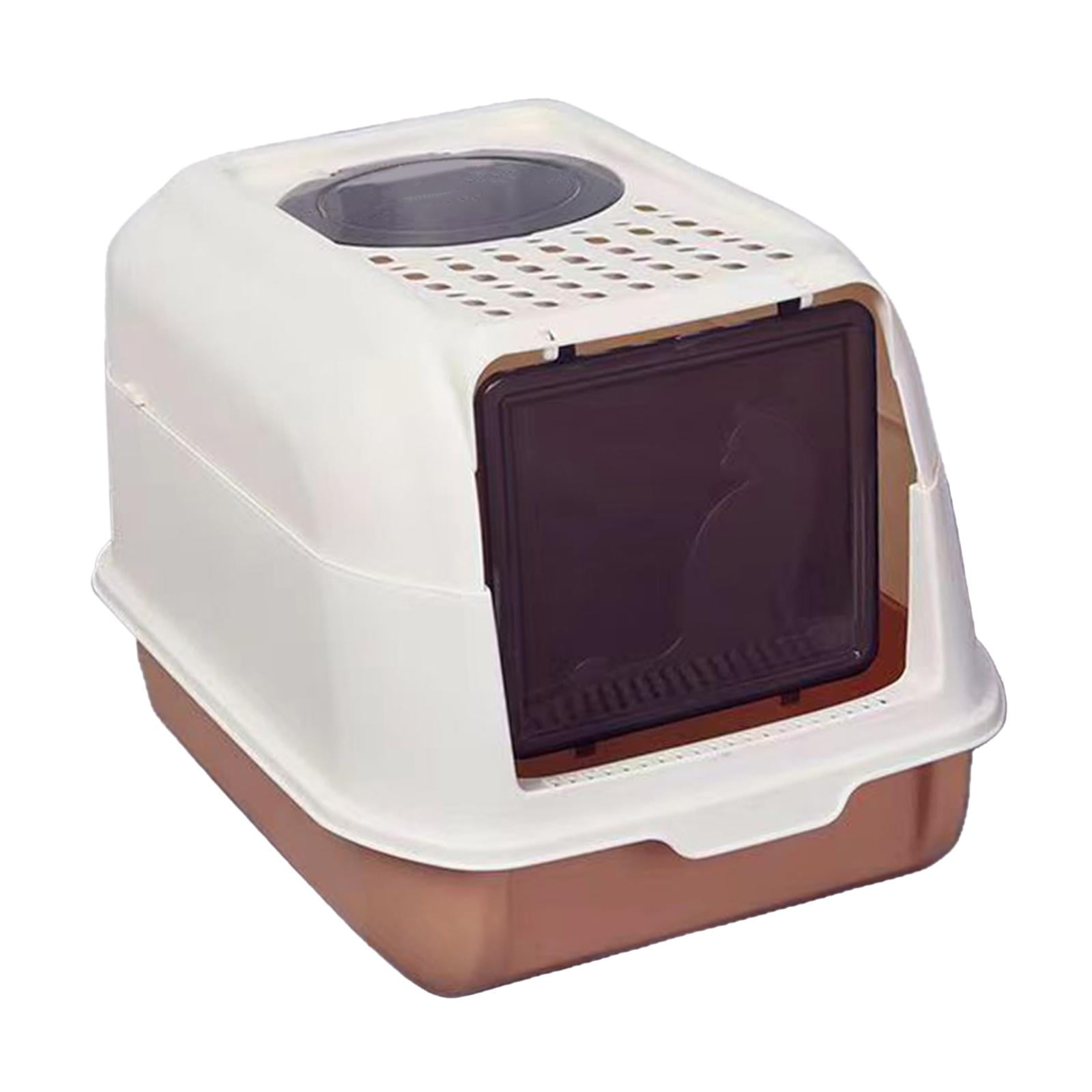 Bvdfgk Enclosed Cat Litter Box Kitten Litter Litter Tray Anti Splashing High Sides Easy Orange