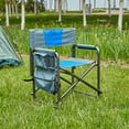 thumbnail image 3 of Camping Folding Chair, Lightweight Outdoor Lawn Chair with Storage Pockets, Steel Pipe Support 400 LBS Camp Chair for Outside Picnics Fishing, Blue/Grey, 3 of 9