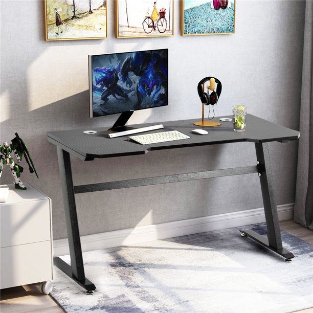 47 inch Gaming Desk Z Shaped Gaming Computer Desk for Games Writing and