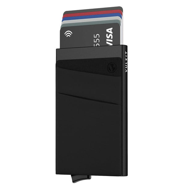 Tarjetero VULKIT con bloqueo RFID, metal negro
