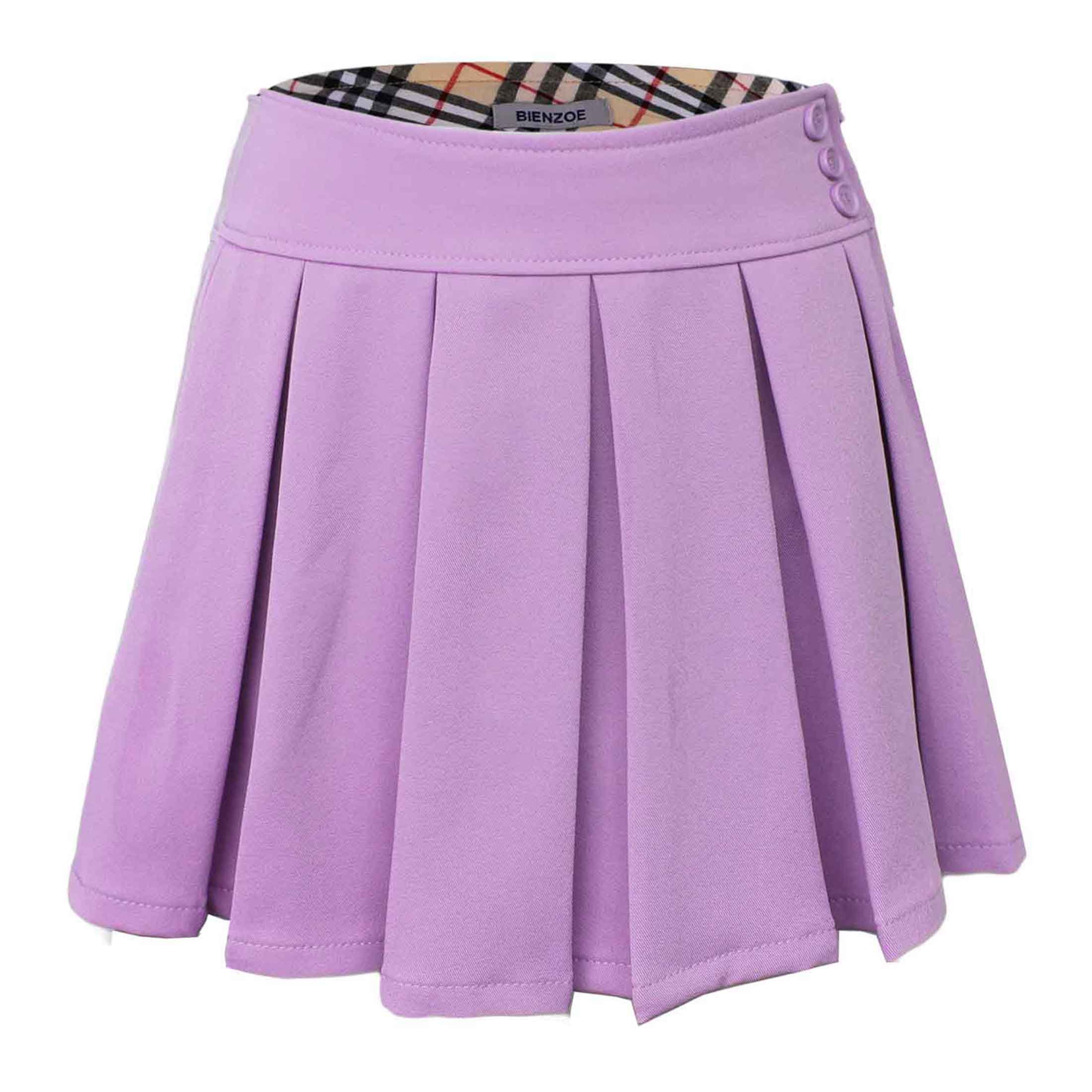 Bienzoe Girl's Classical Pleated School Uniform Dance Skirt 
