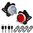 thumbnail image 1 of Faro/Luz de Bicicleta Recargable, Delantera y Trasera, 4 Modos de Brillo, Incluye Cable USB, Resistente a Golpes, Impermeable, para Bicicletas de Montaña, de Carretera, Cochecitos y Camping, 1 of 5
