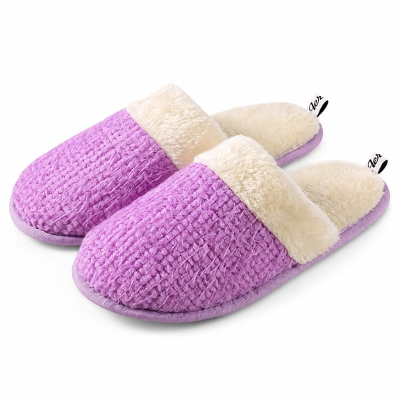Women’s Memory Foam House Slippers, Plush Fleece-Lined Closed-Toe Indoor Shoes with Textured Non-Slip Sole