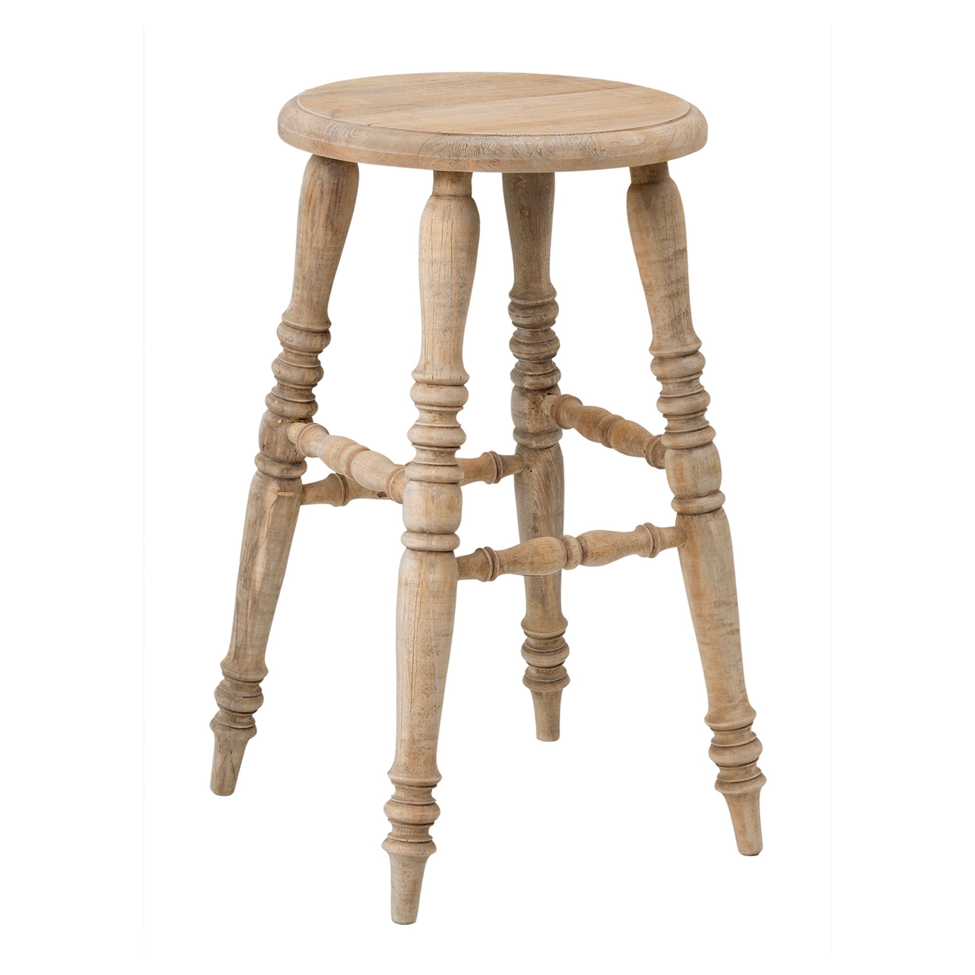 East at Main Backless Wooden Counter Bar Stool, Off-White (Set of 1)