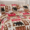 thumbnail image 6 of Green Essen Moose Bear Quilt Set Queen/Fill Size Rustic Bedding Red Brown Black Plaid Bedspread Forest Coverlet Lodge Cabin Home Decor, 6 of 6