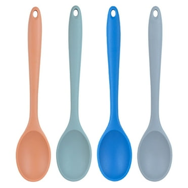 Silicone Spoons for Cooking - Large Kitchen Spoons for Mixing, Serving, & Stirring -Resistant Non Stick Utensils – Big Solid & Slotted Basting Spoons - Dishwasher Safe,