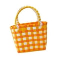 thumbnail image 3 of Bolso de mano tejido para mujer, elegante, de gran capacidad, abierto, cesta de almacenamiento para compras naranja, 3 of 9