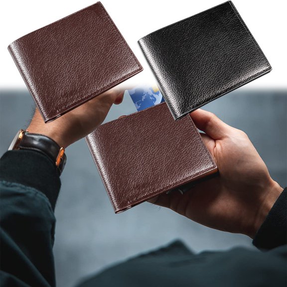 Wallet Card Holder - Pu Leather, Slim Folding Design, Large Capacity Blocking, Sesolution Stitching, Men's Bifold Gift, Topliu