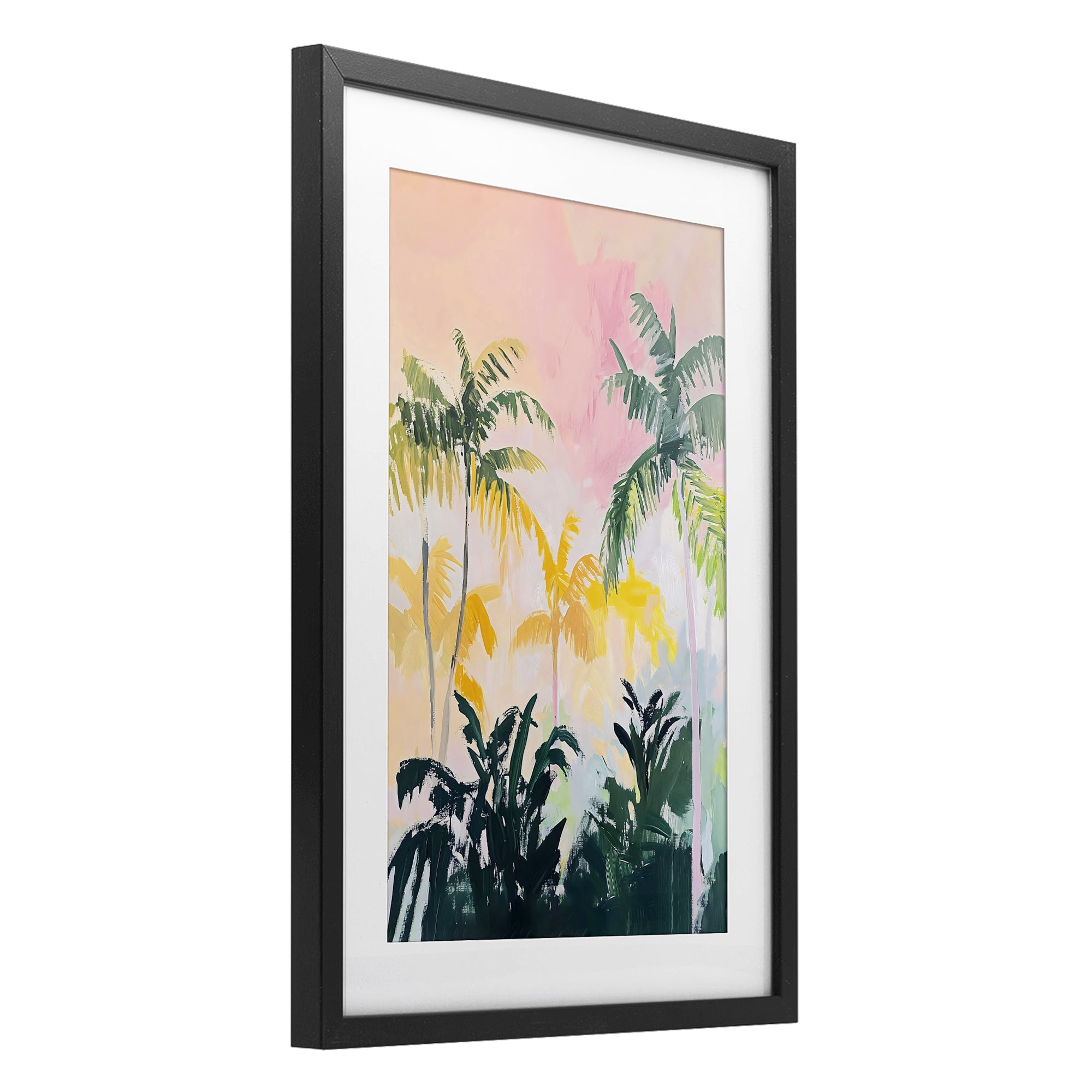 Stupell Industries Pastel Palms in Morning Glow Black Framed Print Under Glass, design by The Prints Vibe