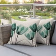 thumbnail image 5 of Outdoor Pillow Covers Vintage Gradient Teal Floral Waterproof Pillow Cases 24x24 Set of 2, Pastoral Simple Tulip Throw Pillow Cover Pillowcase for Patio Balcony Couch Garden, 5 of 9