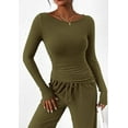 thumbnail image 6 of PRETTYGARDEN Women's 2 Piece Lounge Sets Asymmetrical Long Sleeve T Shirt Wide Leg Pants Casual Outfits Tracksuit, 6 of 8