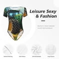 thumbnail image 7 of Cauagu Green Tractor Field Women's Crew Neck Round Short Sleeve T Shirts Tops Bodysuit Daily Jumpsuit-X-Large, 7 of 7