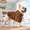 Coffee Brown-Medium, variant on Coffee Brown Medium Leopard Print Stretchy Fleece Turtleneck Pet Winter Clothes for Dogs and Cats