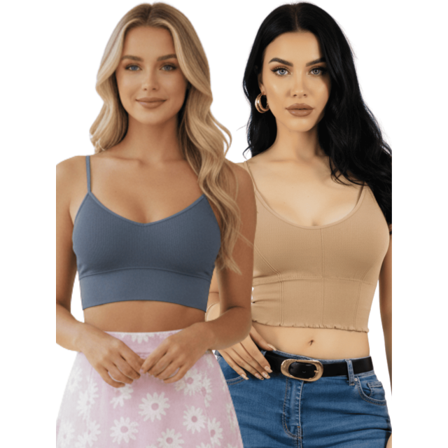 Set De 2 Tops Unitalla Mujer Deportivo Con Relleno Blusa Croptop