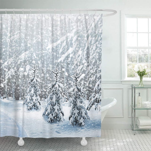 ABPHQTO Azul hermoso invierno bosque paisaje belleza rama color frío día cortina de ducha 160x180 cm