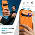 thumbnail image 5 of Case for Google Pixel 9 Pro XL 6.8" with Invisible Fold Holder Stand, MagSafe Magnetic Wireless Charging,Sliding camera casing,Shockproof Dropproof Tough Rugged Protective Case Cover,Orange, 5 of 10