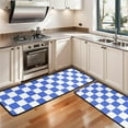 thumbnail image 3 of Kitchen Rugs Sets Of 2,Blue and White Checkered Pattern Anti Fatigue Kitchen Mat Rugs Non Slip Washable,Decorative Kitchen Floor Mats for Kitchen,Sink,Laundry,17"x47"+17"x47", 3 of 5