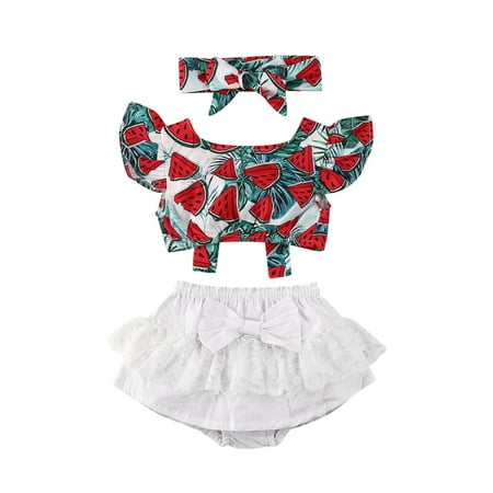 

Carolilly Newborn Baby Girl Clothes Watermelon Crop Top Shorts Summer Outfit