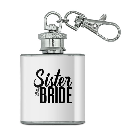 Sister of the Bride Wedding Stainless Steel 1oz Mini Flask Key Chain