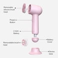 thumbnail image 3 of Multi-Function Electric Facial Cleansing Brush with Base and 2 Brush Heads, Portable Face Scrubber for Deep Skin Cleaning and Gentle Exfoliating (Pink), 3 of 7