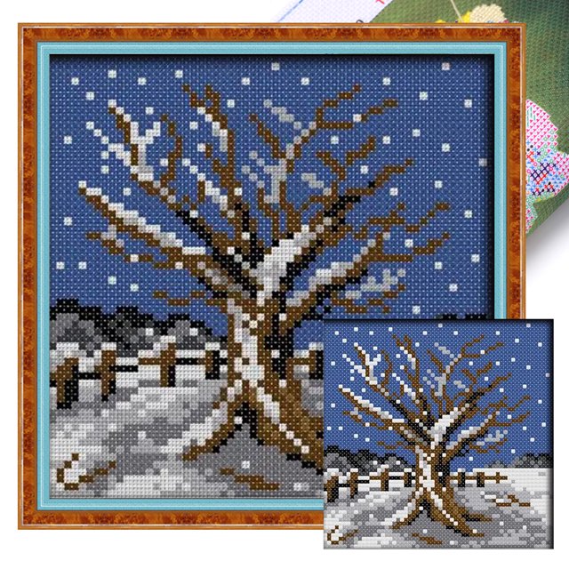 Kit Punto Cruz Impreso Hilo Algodón Ecológico Bordado 14CT 16x16cm