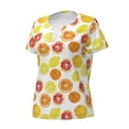 thumbnail image 5 of Fuzoiu Lemon Orange Print Women's V-Neck T-Shirt,Women's Short Sleeve Top, Comfortable for Work, Leisure, and Sports, 5 of 7