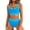 Blue, variant on Hontri Bikinis Set Women's Two Swimsuit High Waisted Contrasting Colors Bikini Sets Double Shoulder Bathing Suits for 2024 Army Green L