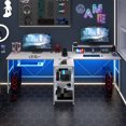 thumbnail image 4 of Costway 94.5" Long Office Desk 2-Person Reversible Computer Desk with LED Lights White, 4 of 10