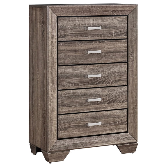 Bowery Hill MDF Washed Taupe 5 Drawer Chest Rectangular 50.25" H x 33" W x 16.5" D