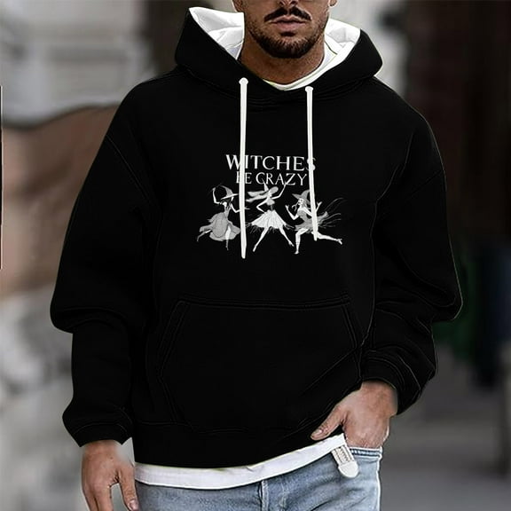 WXLWZYWL Men's Fall Hoodies Comfy Printed Sweatshirt Tops Long Sleeve Trendy Oversized Pullover Hoodies