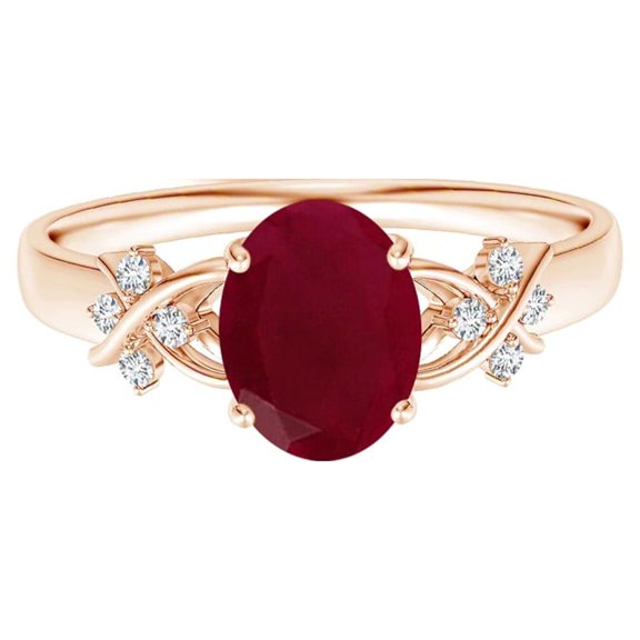 Art Deco 2 Ctw Oval Ruby Gemstone 925 Sterling Silver Women Wedding Ring