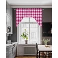 thumbnail image 3 of Pink White Plaid Swag Valances for Windows, Small Curtains Drapes, Modern Abstract Buffalo Checked Kitchen Window Curtains Over Sink Rod Pocket Window Treatment Valance for Bedroom/Bathroom 56"x36", 3 of 5