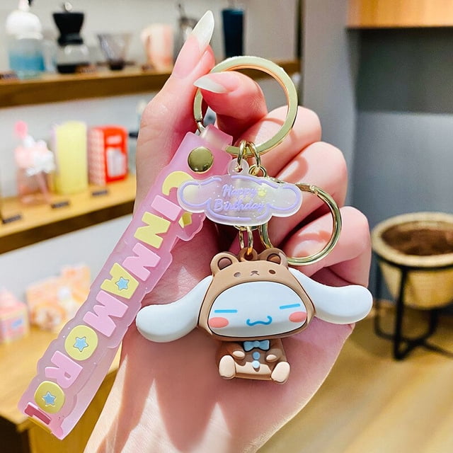 Llavero de Anime Sanrio Kawaii Cinnamoroll para mujer, llavero de coche de dibujos animados, adornos colgantes para bolso, regalo para niños, nuevo estilo de fiesta