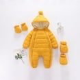 thumbnail image 5 of Baby Winter Snowsuit Fleece Lined Romper Pointed Hooded Coat with Mittens Shoes 0-24M, 5 of 8